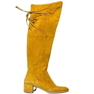 ZARA TAN SUEDE OVER THE KNEE  TALL BOOTS SIZE 38